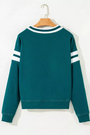 Contrast Striped Patchwork Sweatshirt option 9