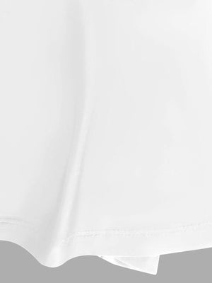 White ruffle hem dress with plunging neckline detail