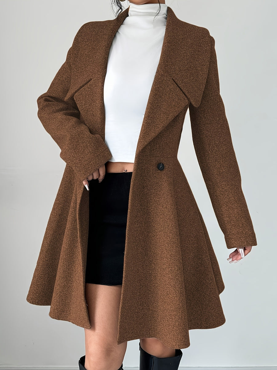 Dark Brown A-line overcoat with notch lapel