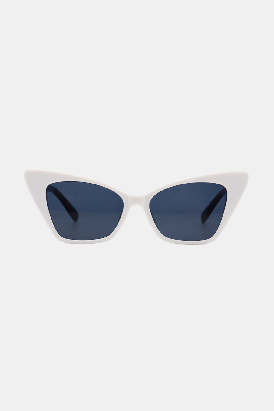 White acetate cat-eye sunglasses with dark lenses