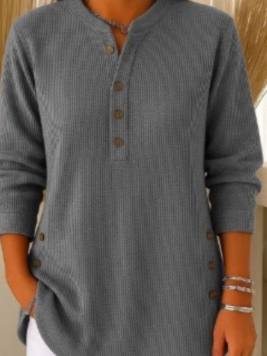 henley in Gray with henley and long sleeve