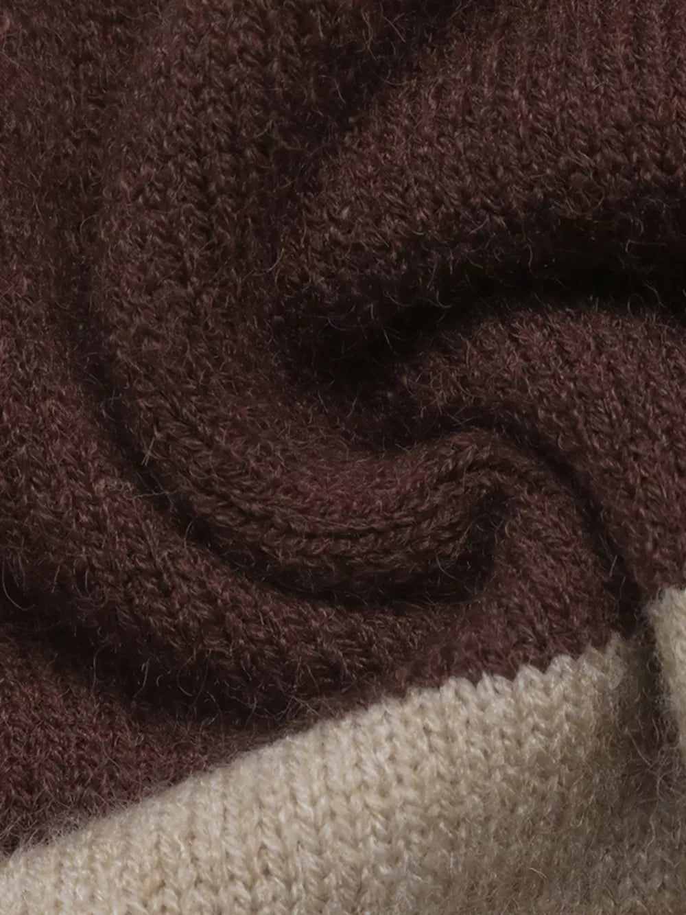 Color Block Polo Collar Sweater in Coffee Brown, view 12