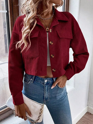 trucker jacket in Black with collared and long sleeve