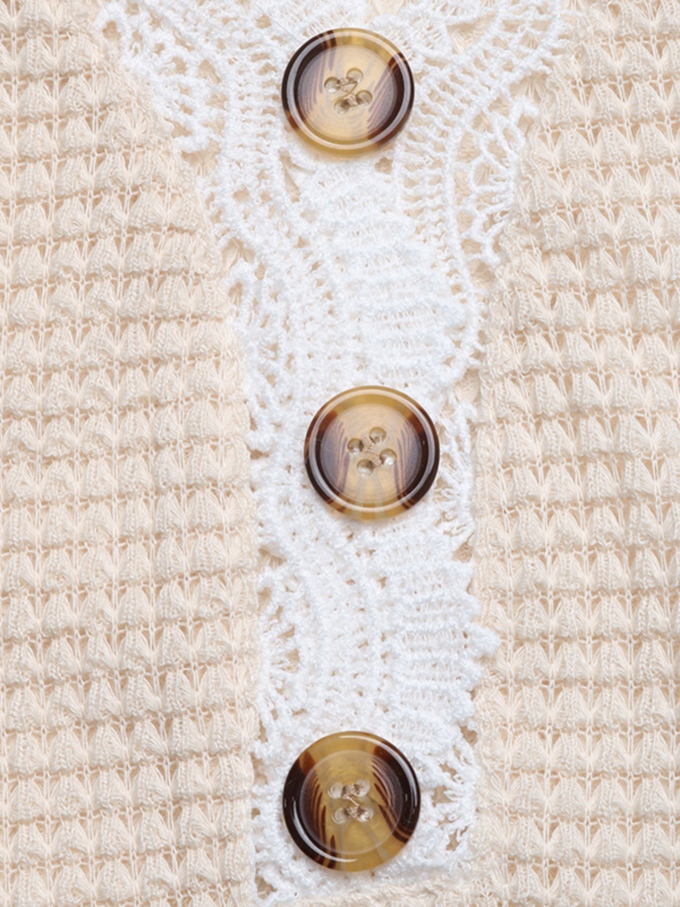 Apricot waffle knit maternity tee with lace trim and button detail