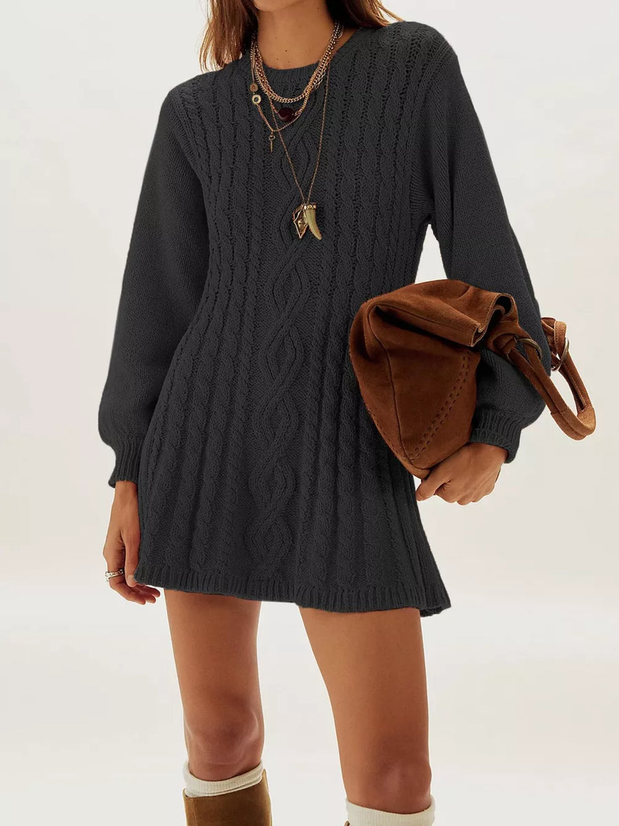 sweater dress in Apricot with cable knit and cable-knit