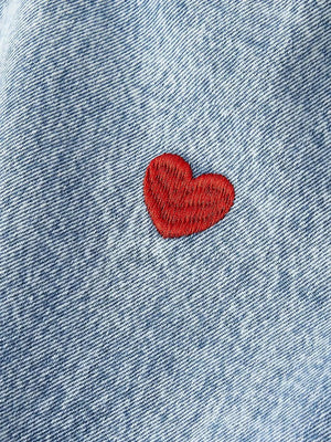 Button-down Embroidered Heart Wide-leg Jeans option 5