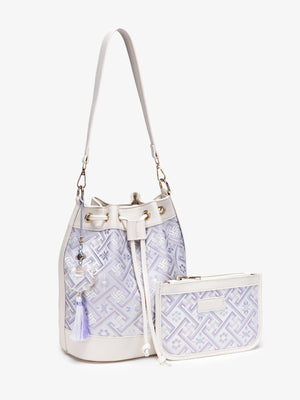 crossbody bag featuring geometric in cream with PU Leather Imported Size &amp texture