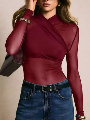 tan bodysuit with full-length and pullover