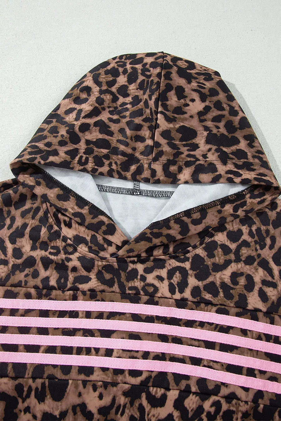 Leopard Print Striped Long Sleeve Top Pant Set option 8