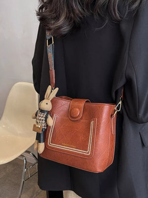 PU Leather Imported Size &amp crossbody bag in White with boxy silhouette