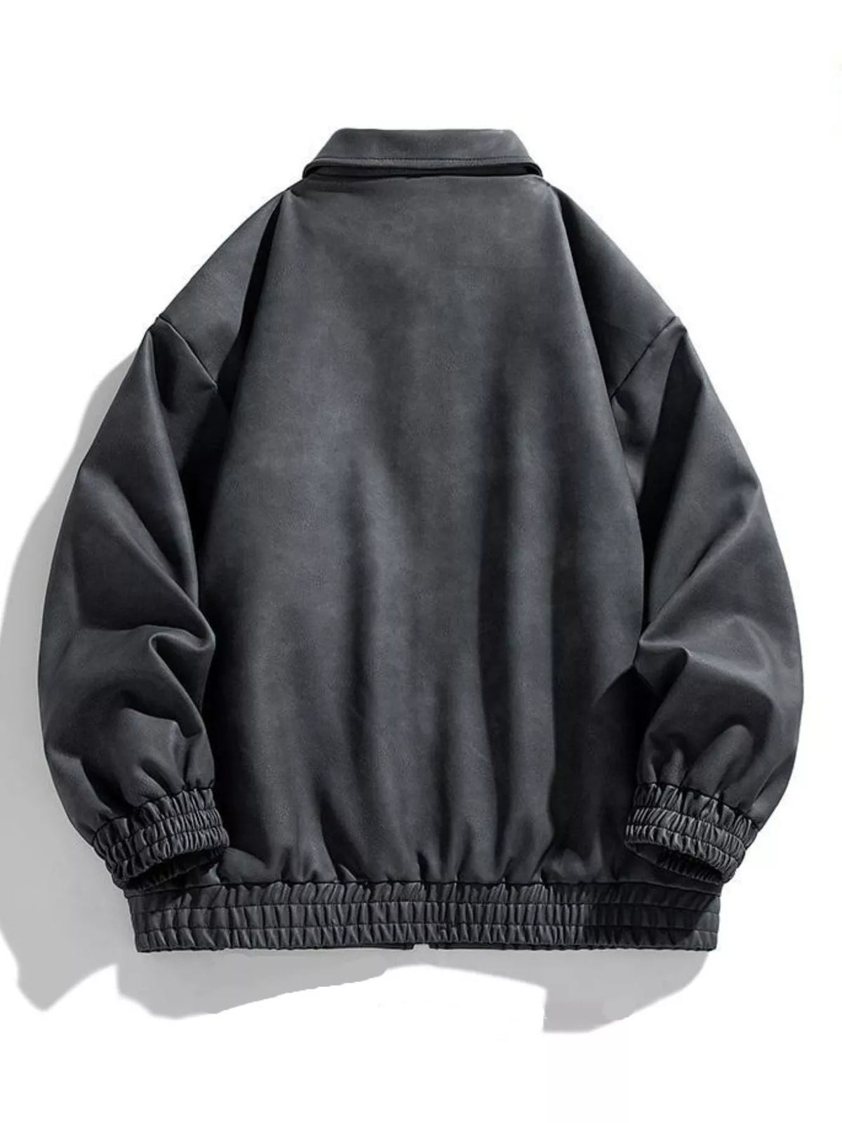 Oversized black fleece lined zip jacket with elasticated cuffs and hem.