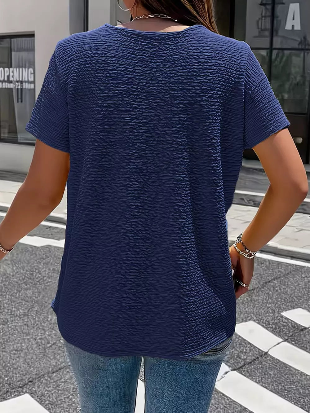 Textured Short Sleeve Top in Pink Purple