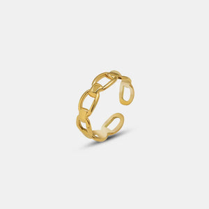 Gold chain link adjustable ring with open ends
