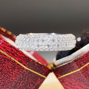 Pave 925 Sterling Silver Zircon Ring in clear with zircon embellishment