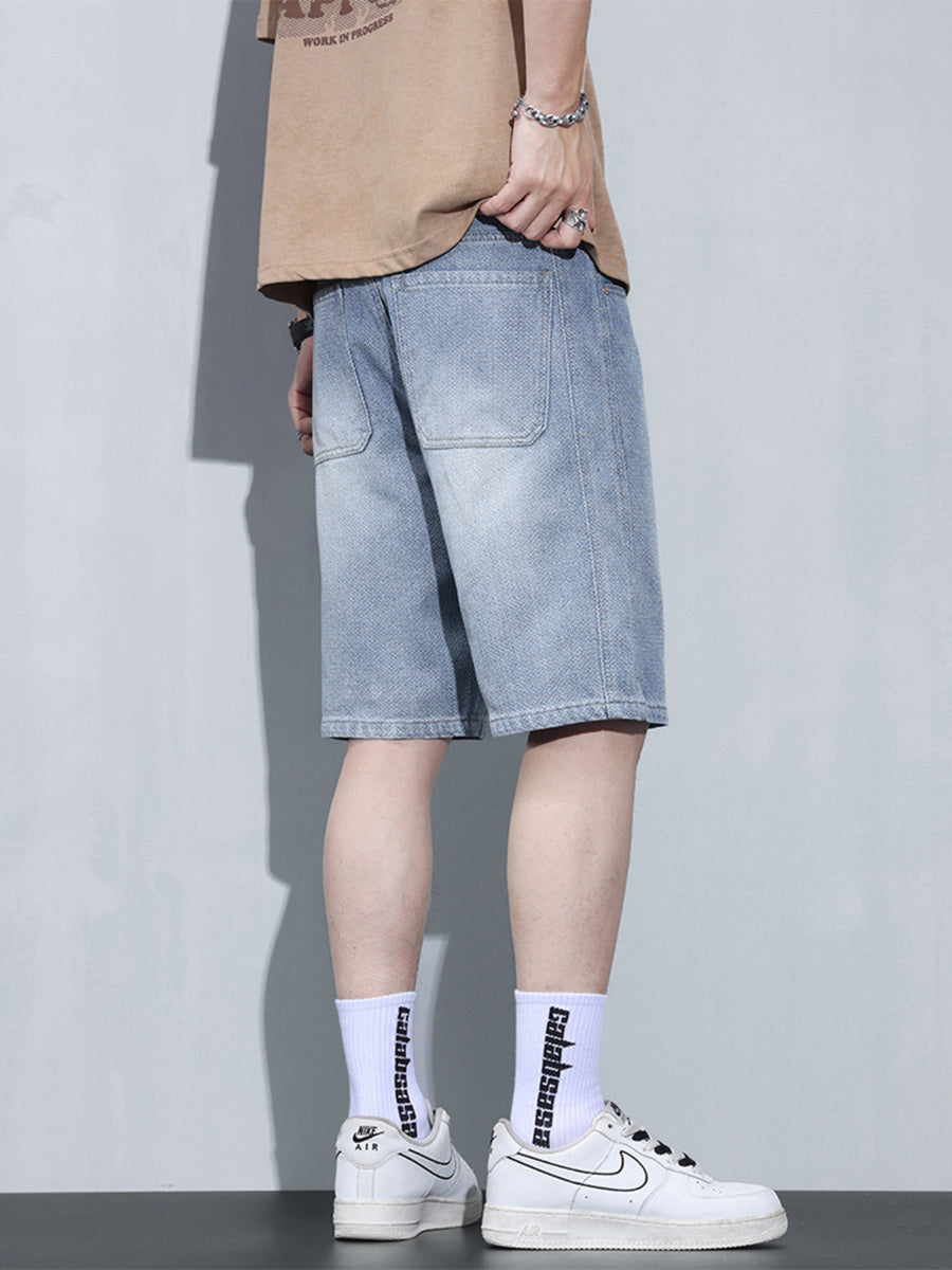 Men's Vintage Wash Relaxed Fit Denim Shorts in Medium