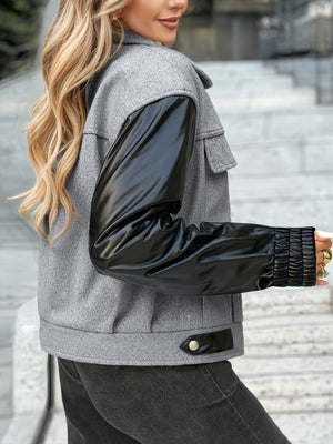 100% polyester Care instructions: Machine wash cold zip-up jacket in Light Gray with relaxed silhouette