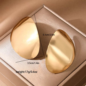 18k Gold-plated Curved Statement Earrings in Golden with curved design