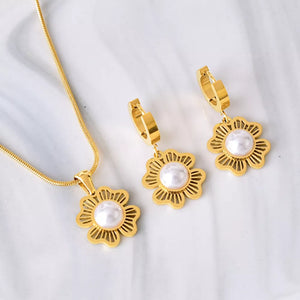 Synthetic Pearl,18K Gold-Plated,Stainless Steel Care instructions: Avoid wearing Jewelry Set in Two-piece Set with N/A