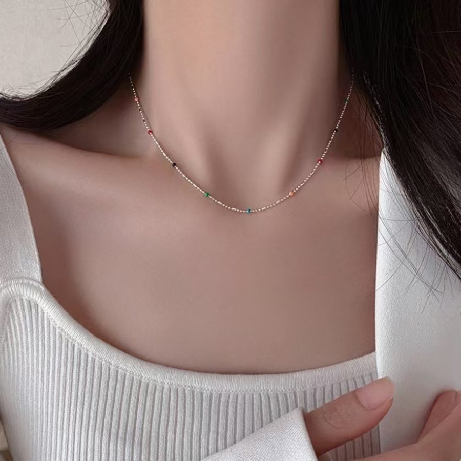 Silver with necklace with beaded 10