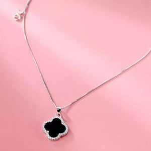 necklace featuring clover in silver with 925 sterling silver,Agate Care instructions: Avoid wearing during exercise, as s