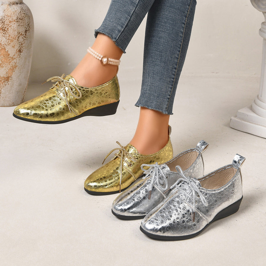 gold PU Leather,Rubber Imported Size &amp loafers with abstract-print and lace-up