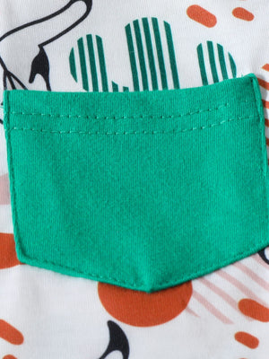 Baby set with green pocket and cactus print