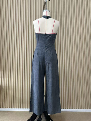 resort jumpsuit in Black with halter