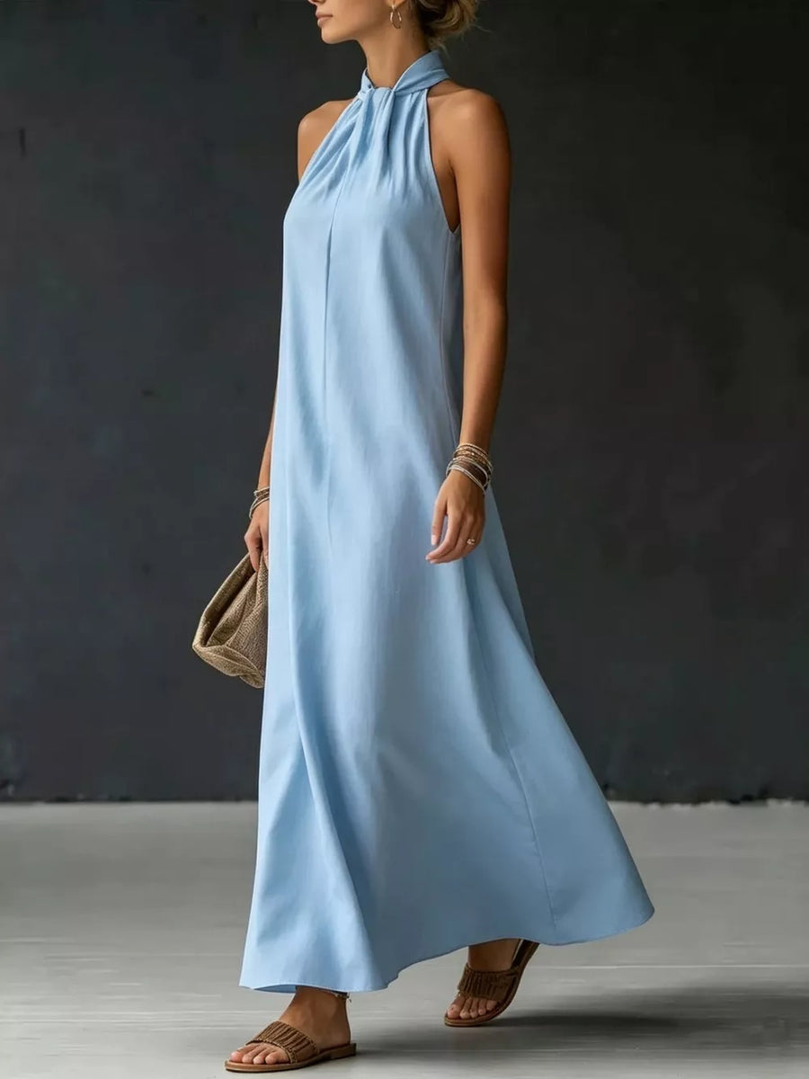 White Full Size Halter Neck Maxi Dress Plus Size