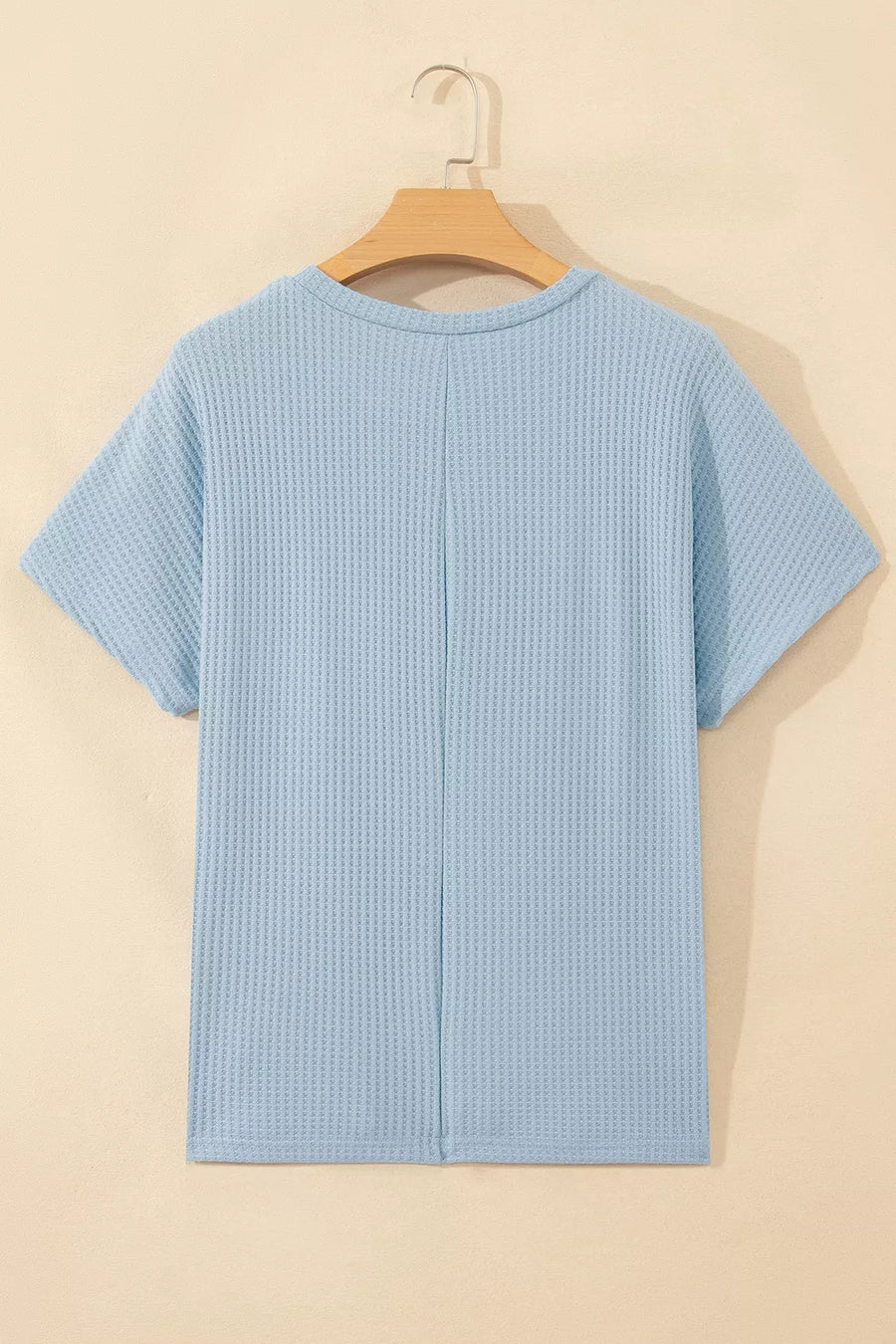 Light Blue with Waffle Knit Dolman Sleeve Loose Top