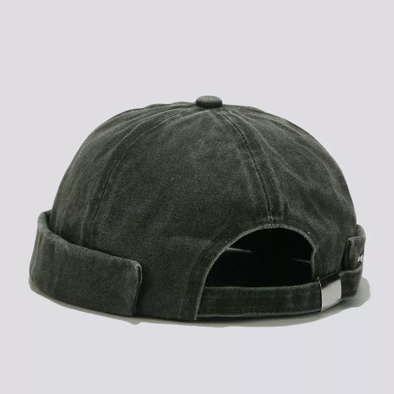 hat in dark olive featuring washed effect and fitted fit