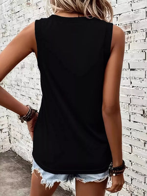 V-neck Ribbed Trim Tank in Orange