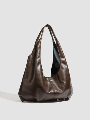 PU Leather Imported Size &amp handbag in Brown with relaxed silhouette