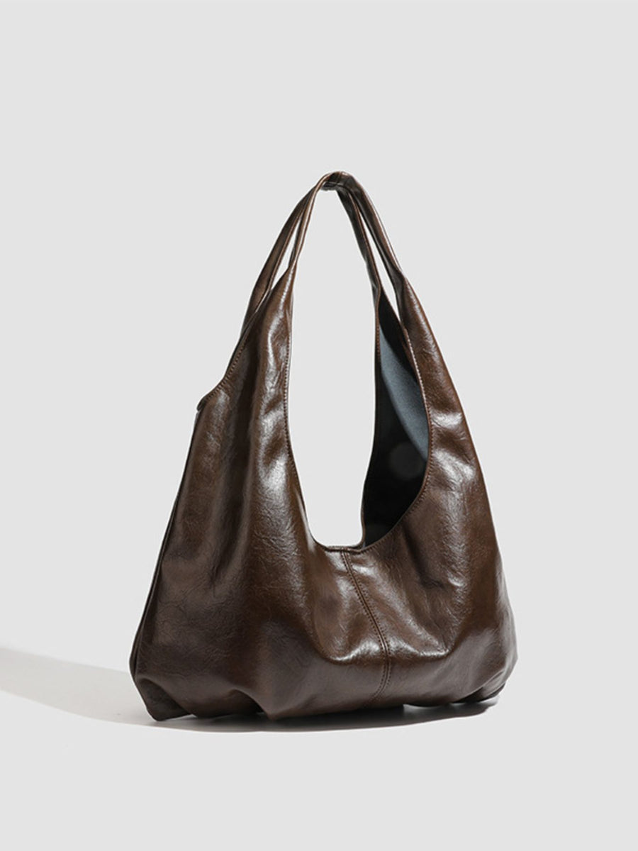 PU Leather Imported Size &amp handbag in Brown with relaxed silhouette