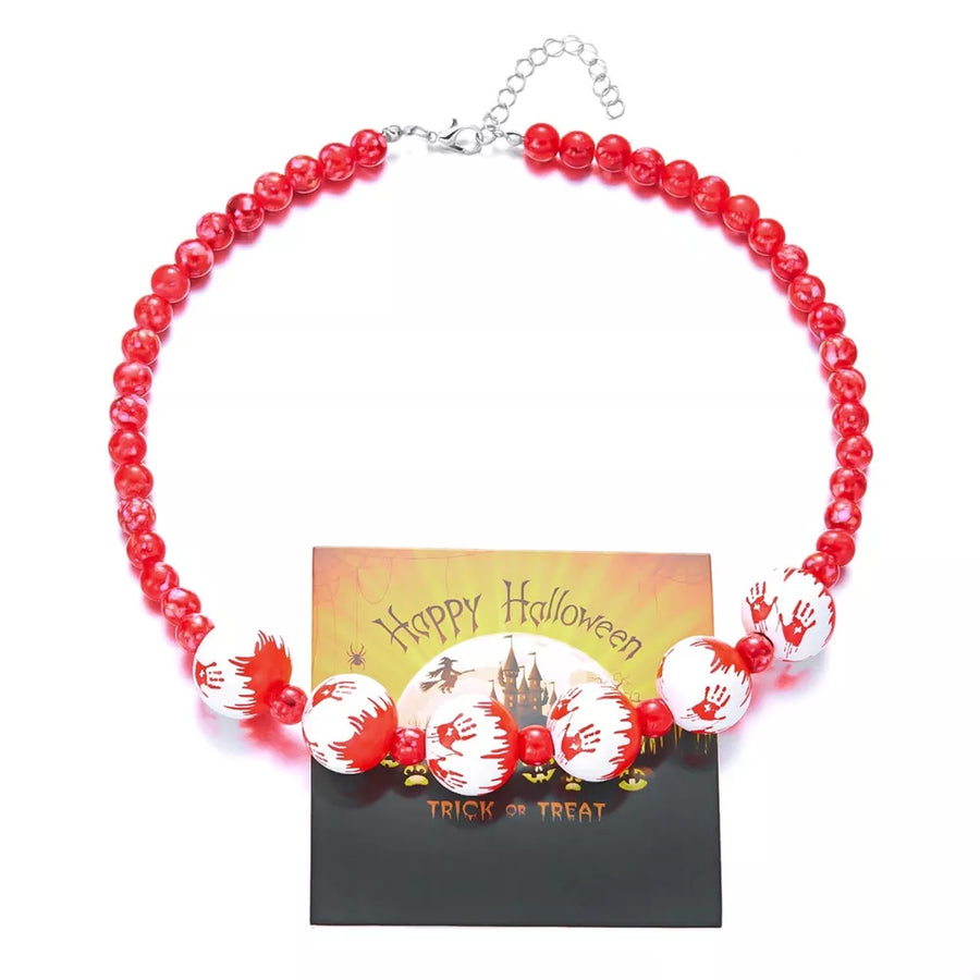 jewelry set featuring graphic print in Red with Polymer clay Care instructions: 1 texture