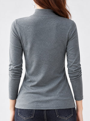 white slim t-shirt with mock neck