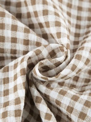pajama set in light brown with collared and long sleeve