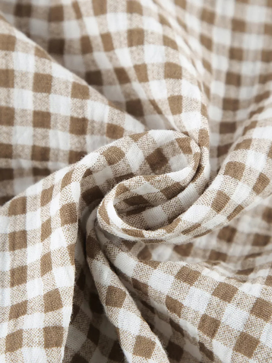 pajama set in light brown with collared and long sleeve