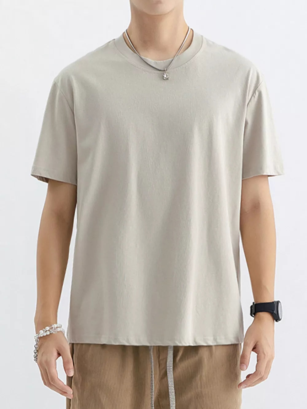 Men's crew neck t-shirt in Desert cotton, short sleeves, relaxed fit.