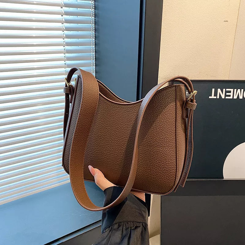 Pu Leather Crossbody Bag in Black