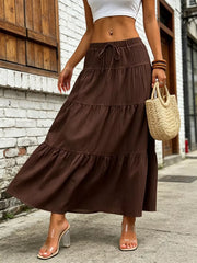 Maxi Ruched Skirt in Brown