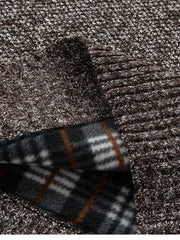 classic zip-up sweater in Brown with stand collar