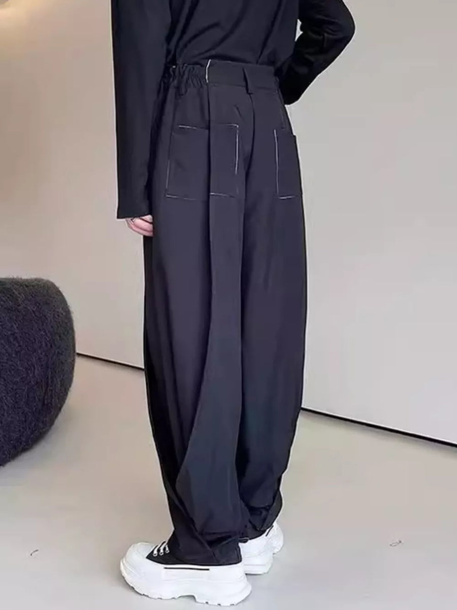 Black with Men's Loose Fit Pants in Black