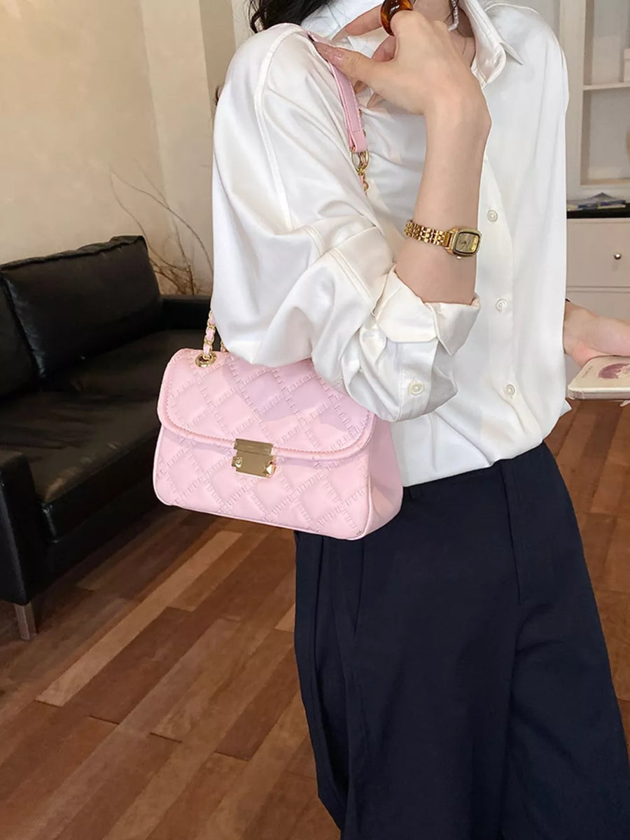 crossbody bag in Pink with quilted and quilted