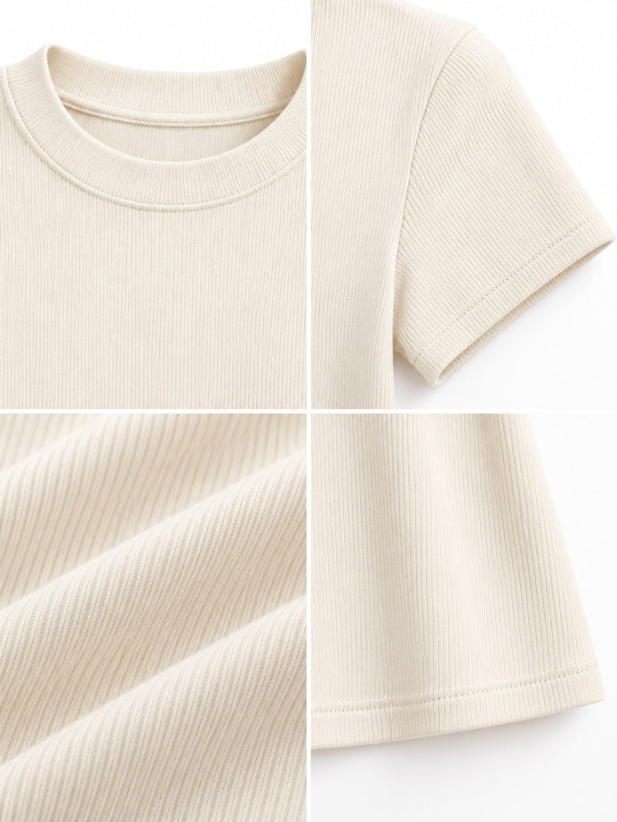 t-shirt in Brown with stretch and waist-length