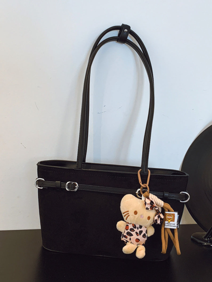 Suede Imported Size &amp handbag in Black with boxy silhouette