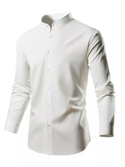Military Green Button-down Slim Fit Long-sleeve Top
