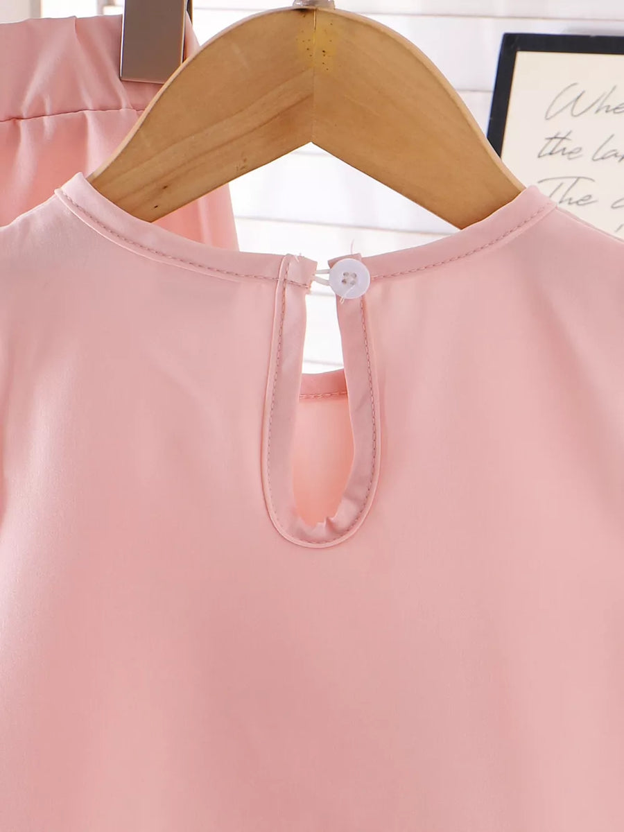 Pink with Children's Bow Tank And Pants Set in Pink