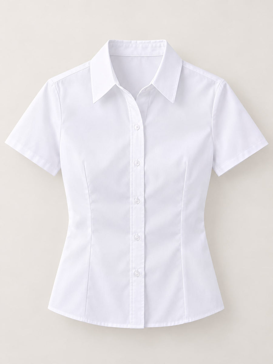 button-down shirt in White-Short Sleeve Regular