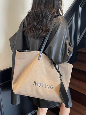 Tan with Casual Canvas Tote Shoulder Bag in Tan