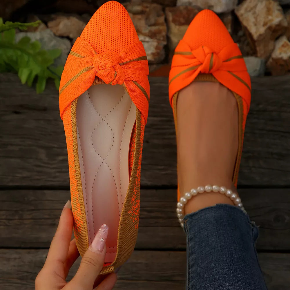 Point Toe Slip-on Flats in Brown with pointed toe